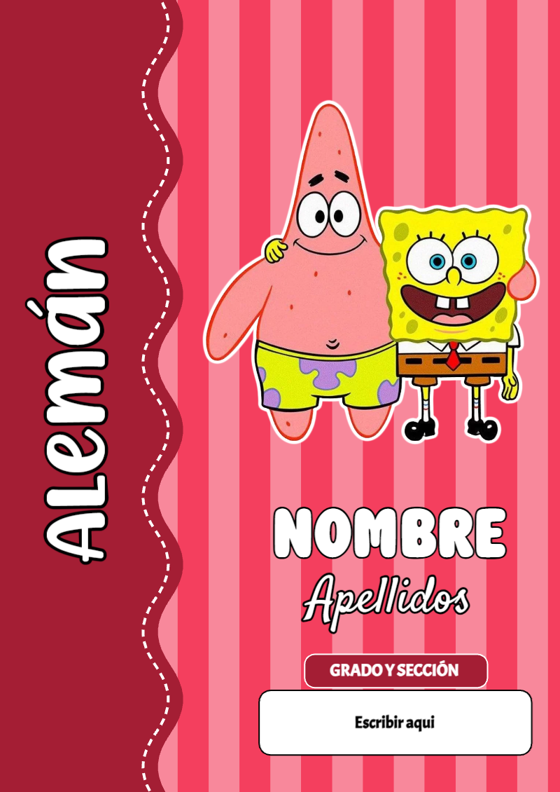 Portada de Bob Esponja de Alemán Editable para Imprimir Gratis