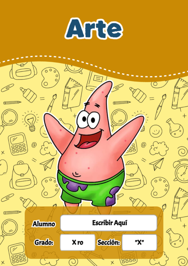 Portada de Bob Esponja de Arte para cuaderno para primaria - creación especial de Mini Canva