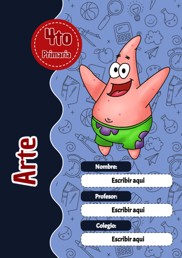 Portada de Bob Esponja de Arte para cuaderno escolar para imprimir gratis - ideal para cuadernos de espiral