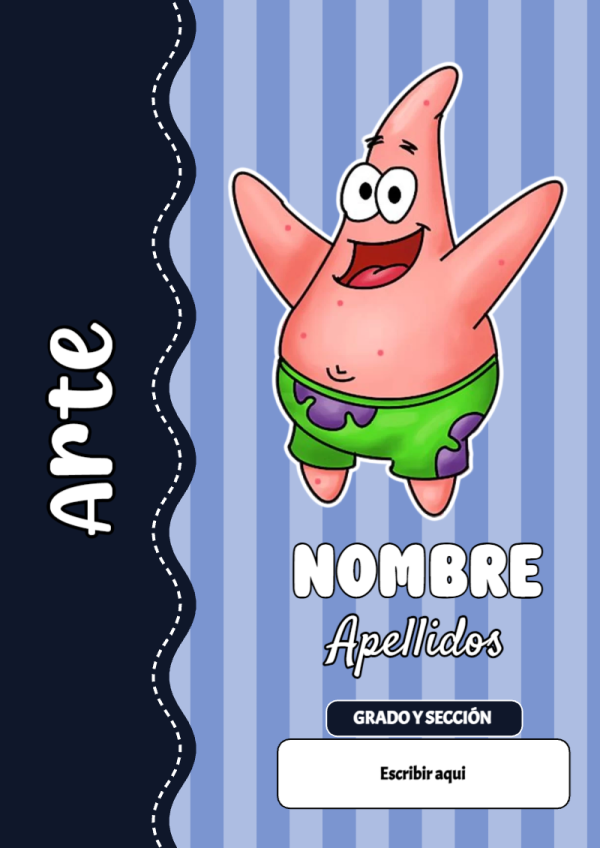 Portada de Bob Esponja de Arte para cuaderno escolar para imprimir gratis - con colores vivos y llamativos
