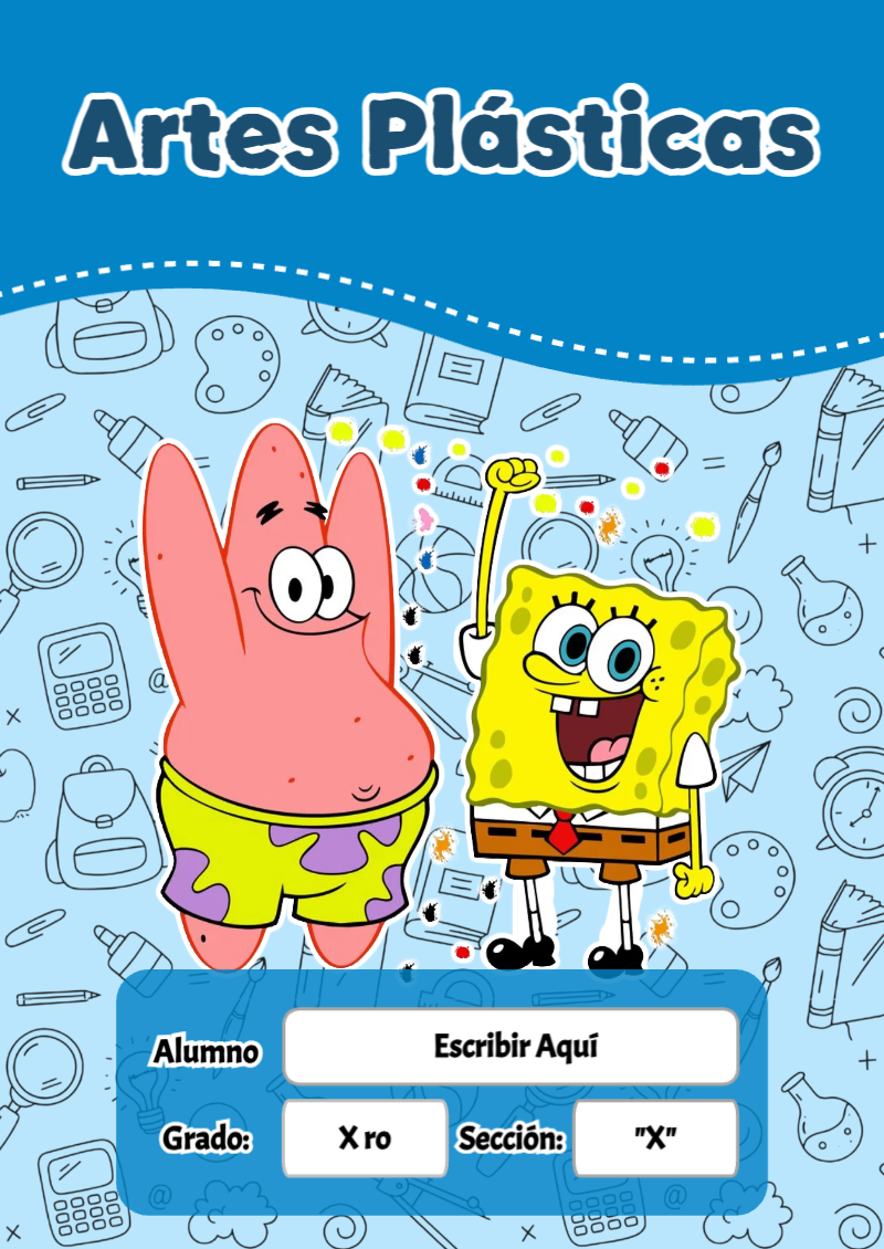 Portada de Bob Esponja de Artes Plásticas Editable para Imprimir Gratis