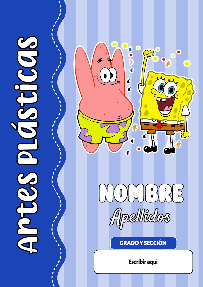 Portada de Bob Esponja de Artes Plásticas para cuaderno decorativa y bonita - para el regreso a clases