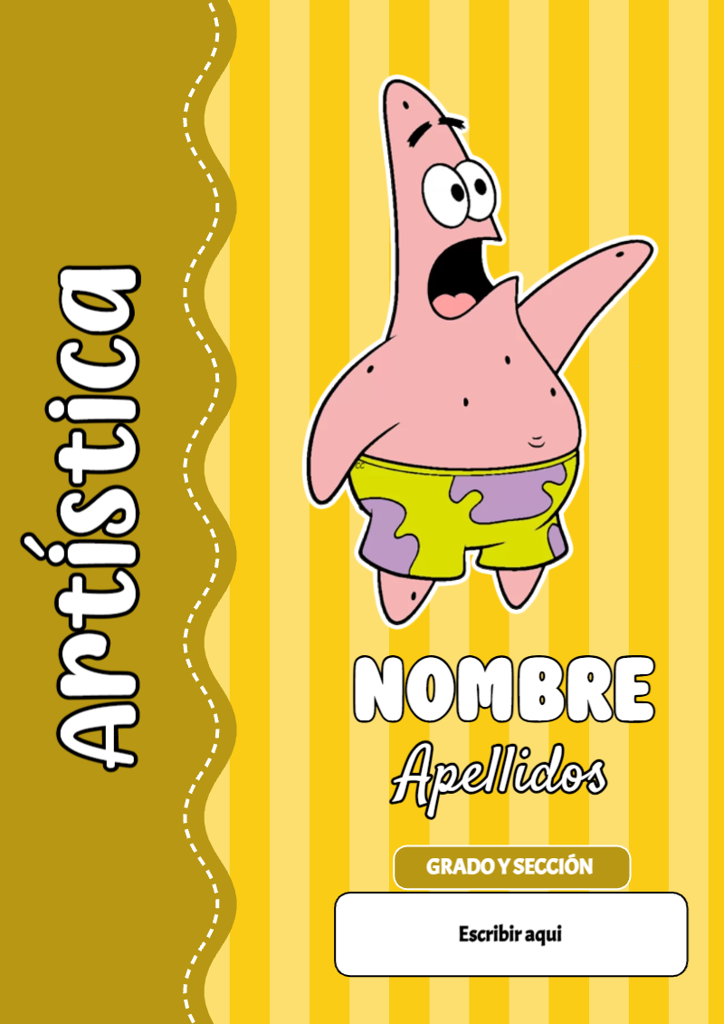 Portada de Bob Esponja de Artística Editable para Imprimir Gratis