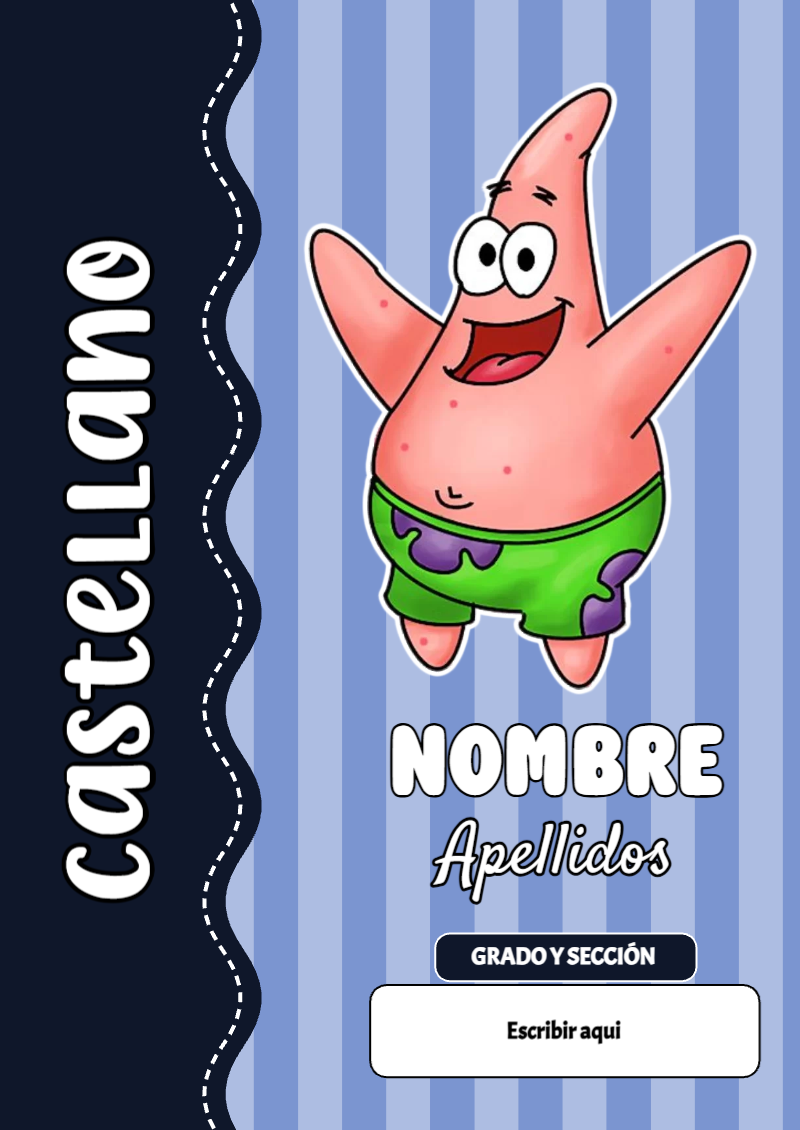 Portada de Bob Esponja de Castellano Editable para Imprimir Gratis