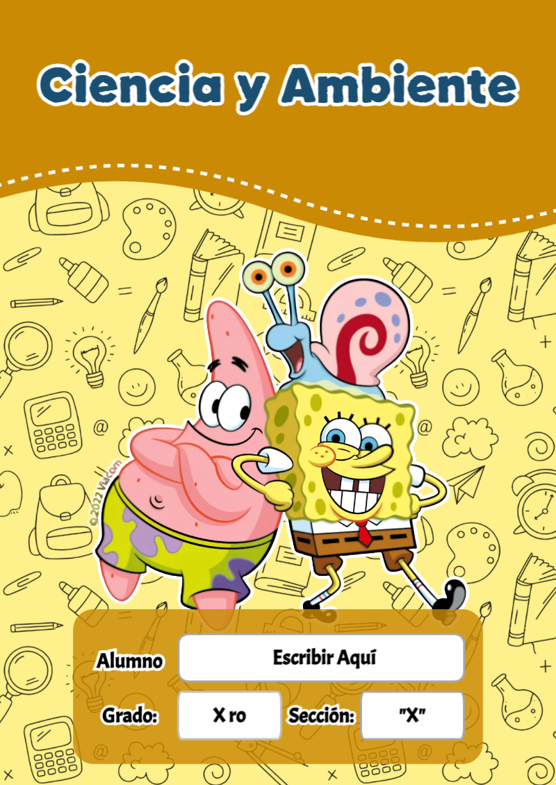 Portada de Bob Esponja de Ciencia y Ambiente Editable para Imprimir Gratis