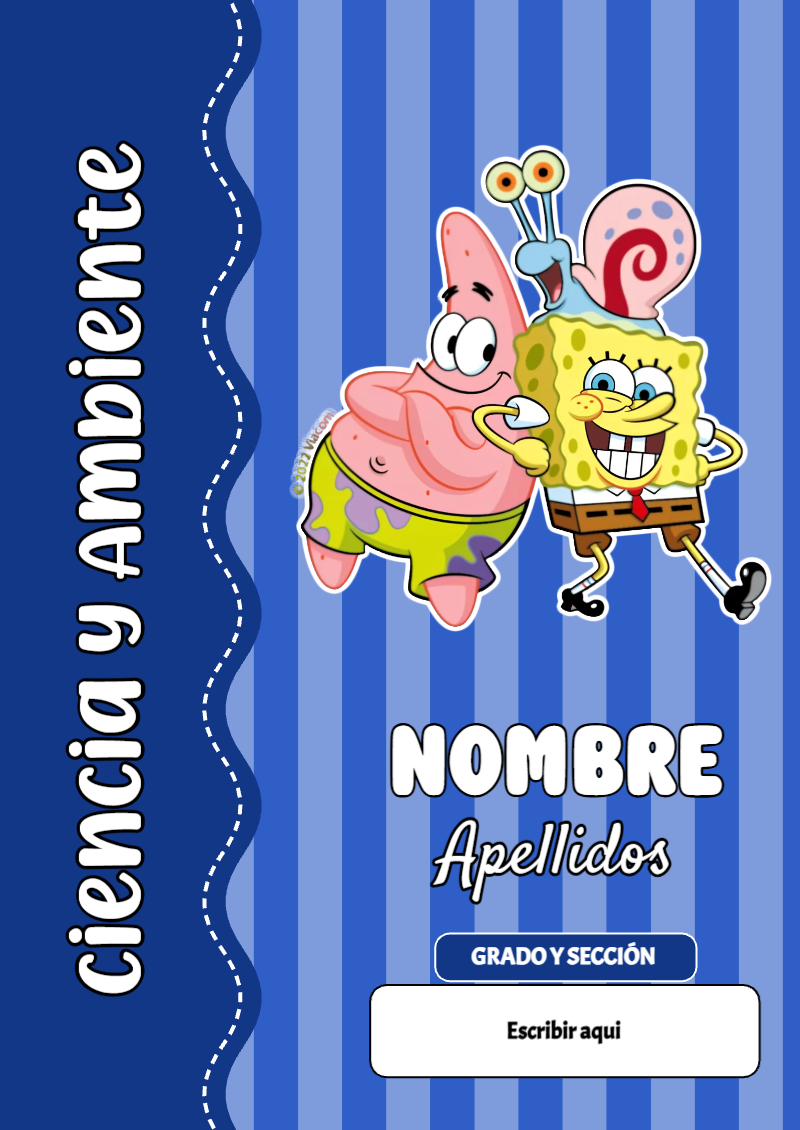 Portada de Bob Esponja de Ciencia y Ambiente para cuaderno colorida y creativa - versión premium para imprimir