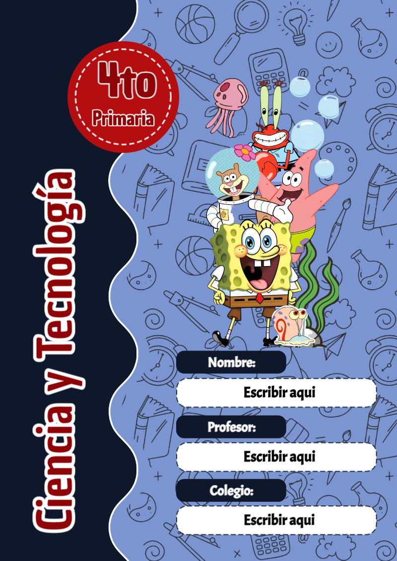 Portada de Bob Esponja de Ciencia y Tecnología Editable para Imprimir Gratis