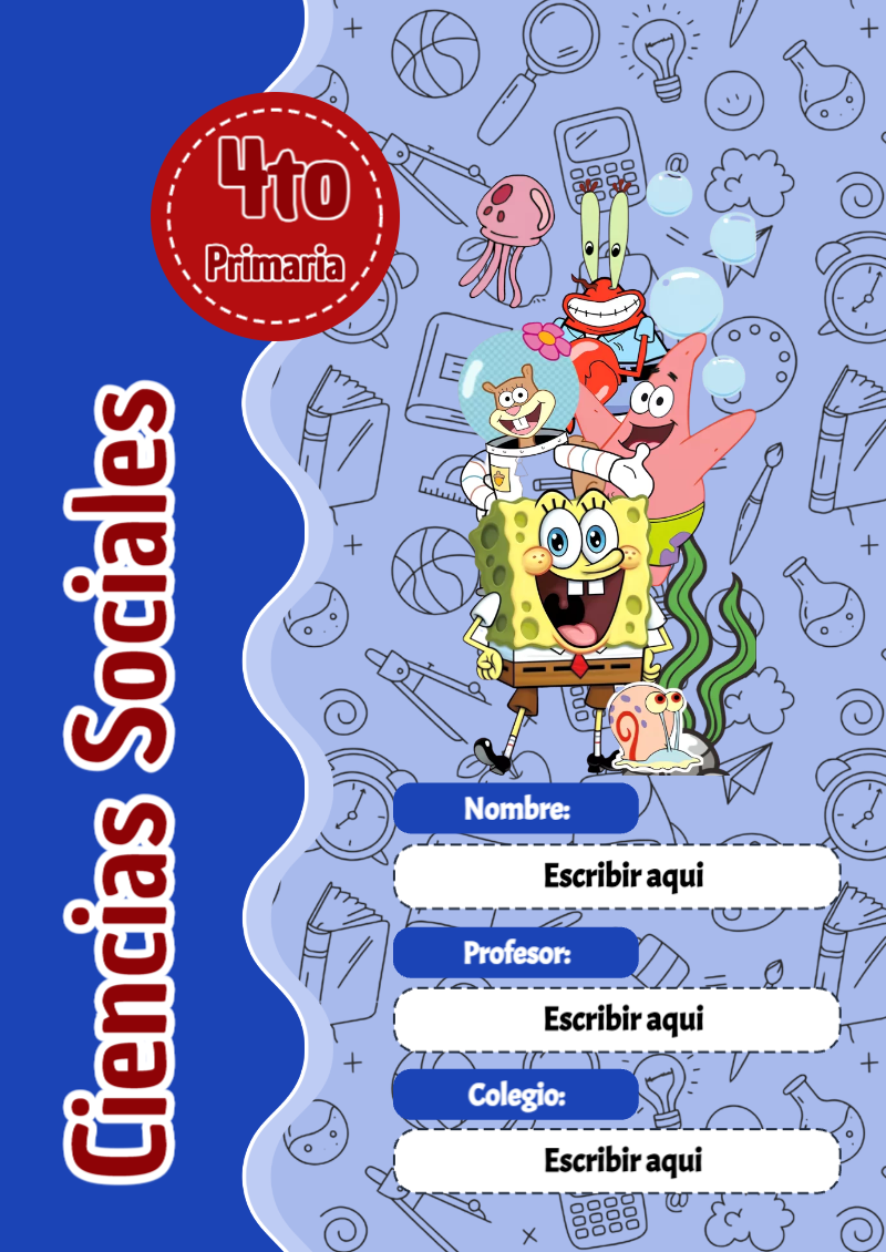 Portada de Bob Esponja de Ciencias Sociales Editable para Imprimir Gratis