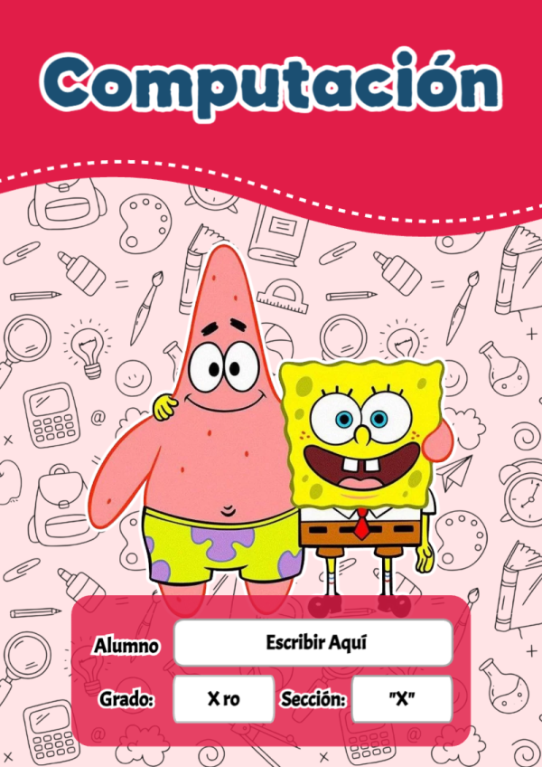 Portada de Bob Esponja de Computación para cuaderno en formato A4 - perfecto para organizar tus apuntes