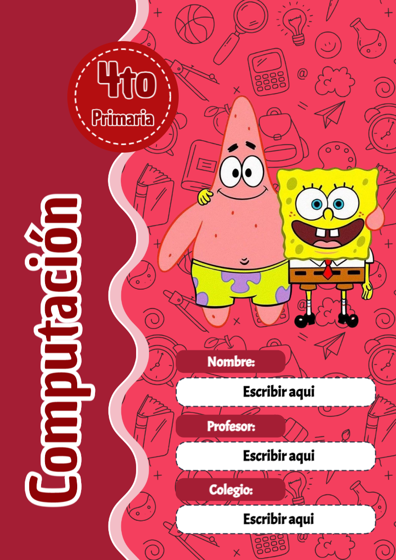 Portada de Bob Esponja de Computación Editable para Imprimir Gratis