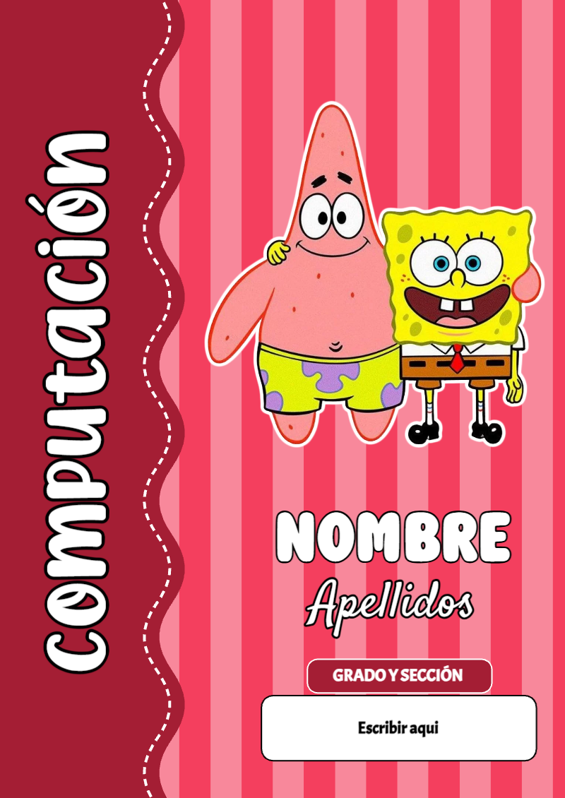Portada de Bob Esponja de Computación Editable para Imprimir Gratis