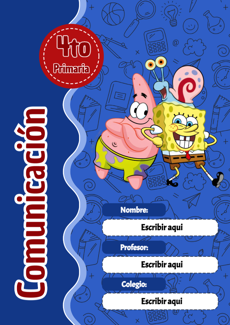 Portada de Bob Esponja de Comunicación Editable para Imprimir Gratis