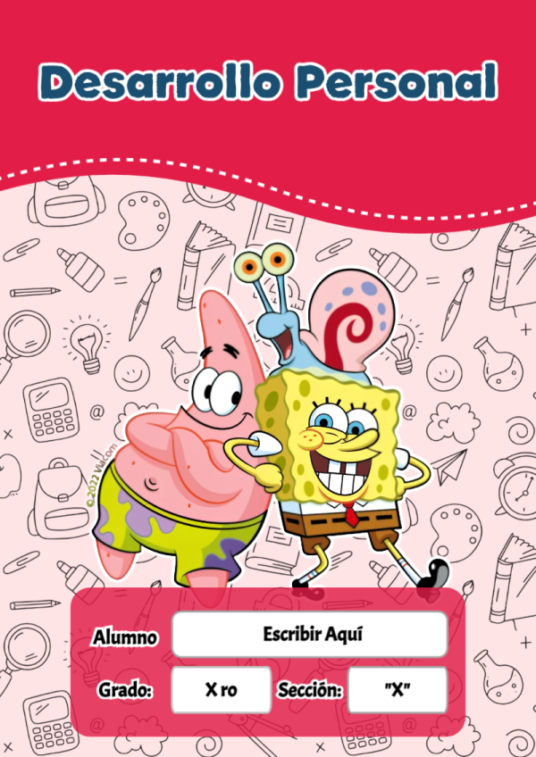 Portada de Bob Esponja de Desarrollo Personal para cuaderno con estilo creativo - tendencia educativa 2026