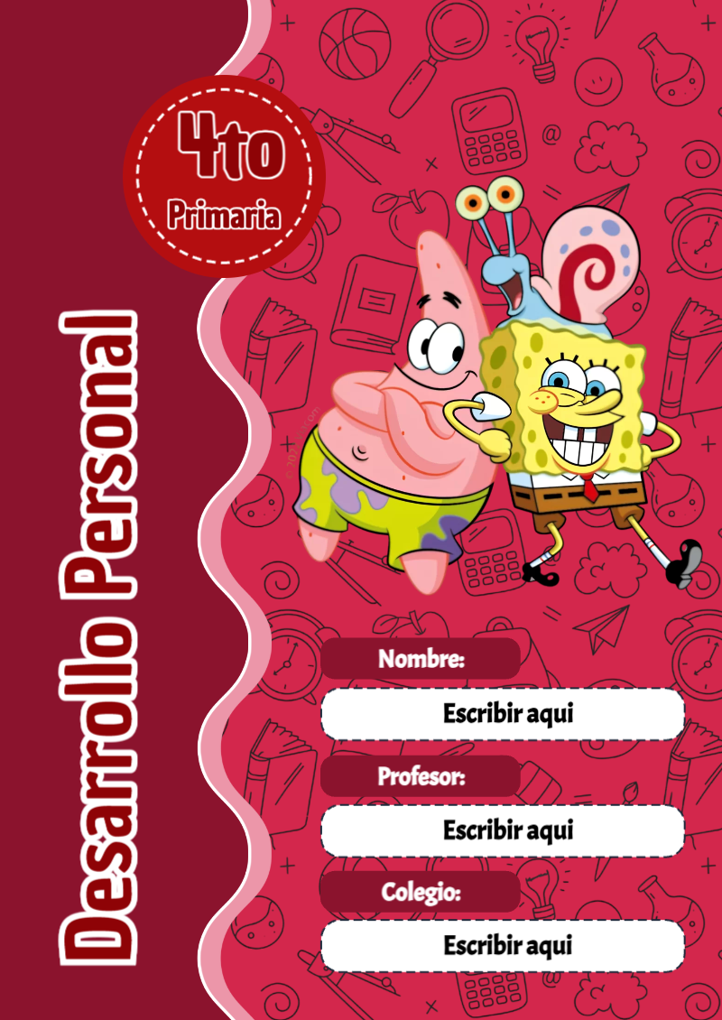 Portada de Bob Esponja de Desarrollo Personal Editable para Imprimir Gratis