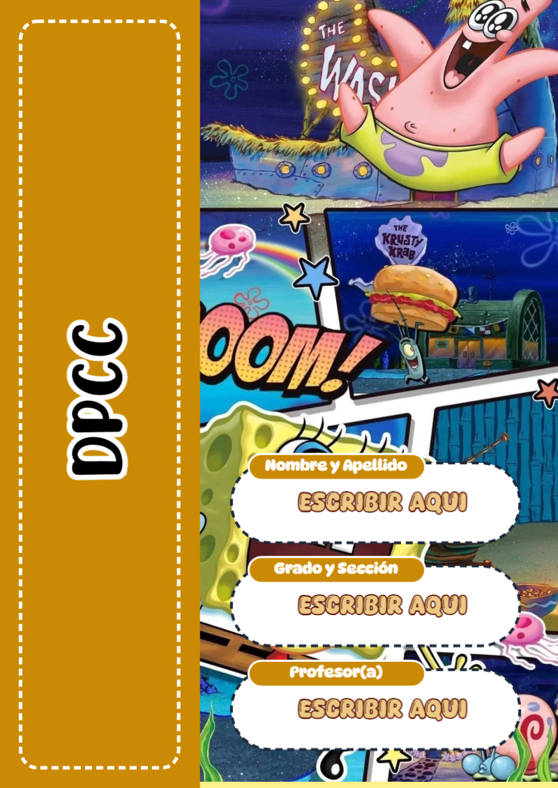 Portada de Bob Esponja de DPCC Editable para Imprimir Gratis