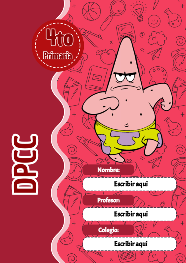 Portada de Bob Esponja de DPCC para cuaderno personalizada para imprimir - estilo único para estudiantes