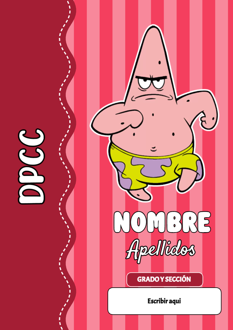 Portada de Bob Esponja de DPCC Editable para Imprimir Gratis