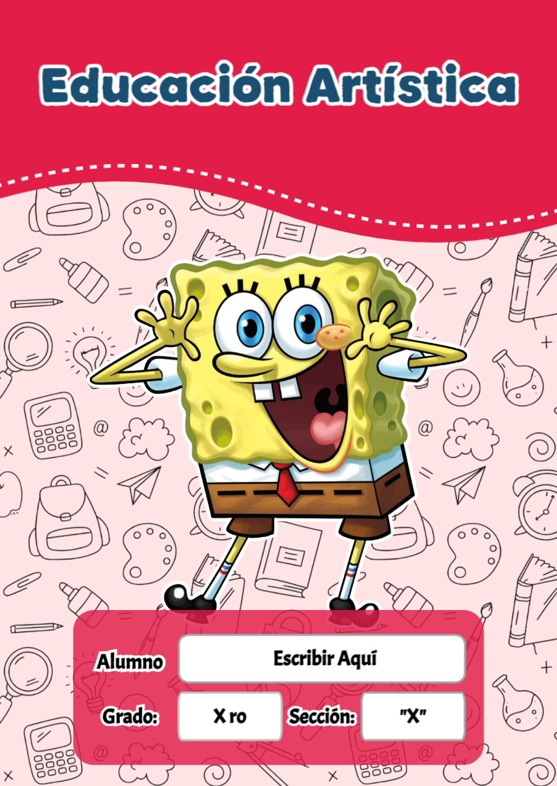 Portada de Bob Esponja de Educación Artística Editable para Imprimir Gratis