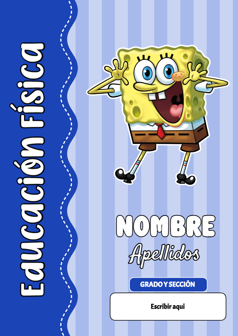 Portada de Bob Esponja de Educación Física Editable para Imprimir Gratis