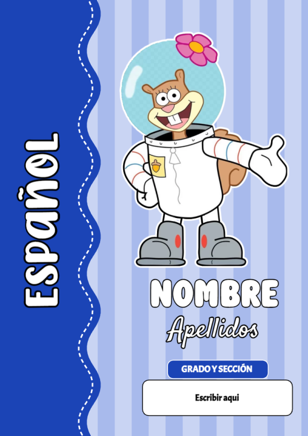 Portada de Bob Esponja de Español para cuaderno para estudiantes - ideal para el nuevo año escolar
