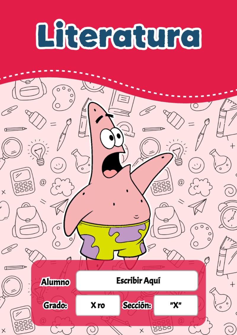 Portada de Bob Esponja de Literatura Editable para Imprimir Gratis