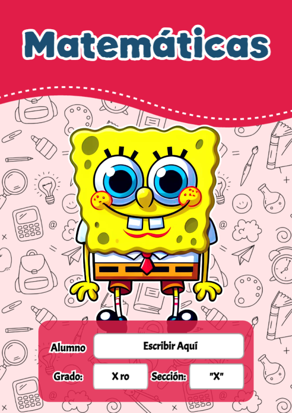 Portada de Bob Esponja de Matemáticas para cuaderno escolar creativa - tendencia educativa 2026