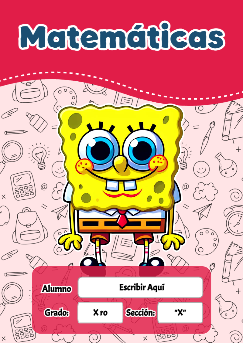 Portada de Bob Esponja de Matemáticas Editable para Imprimir Gratis