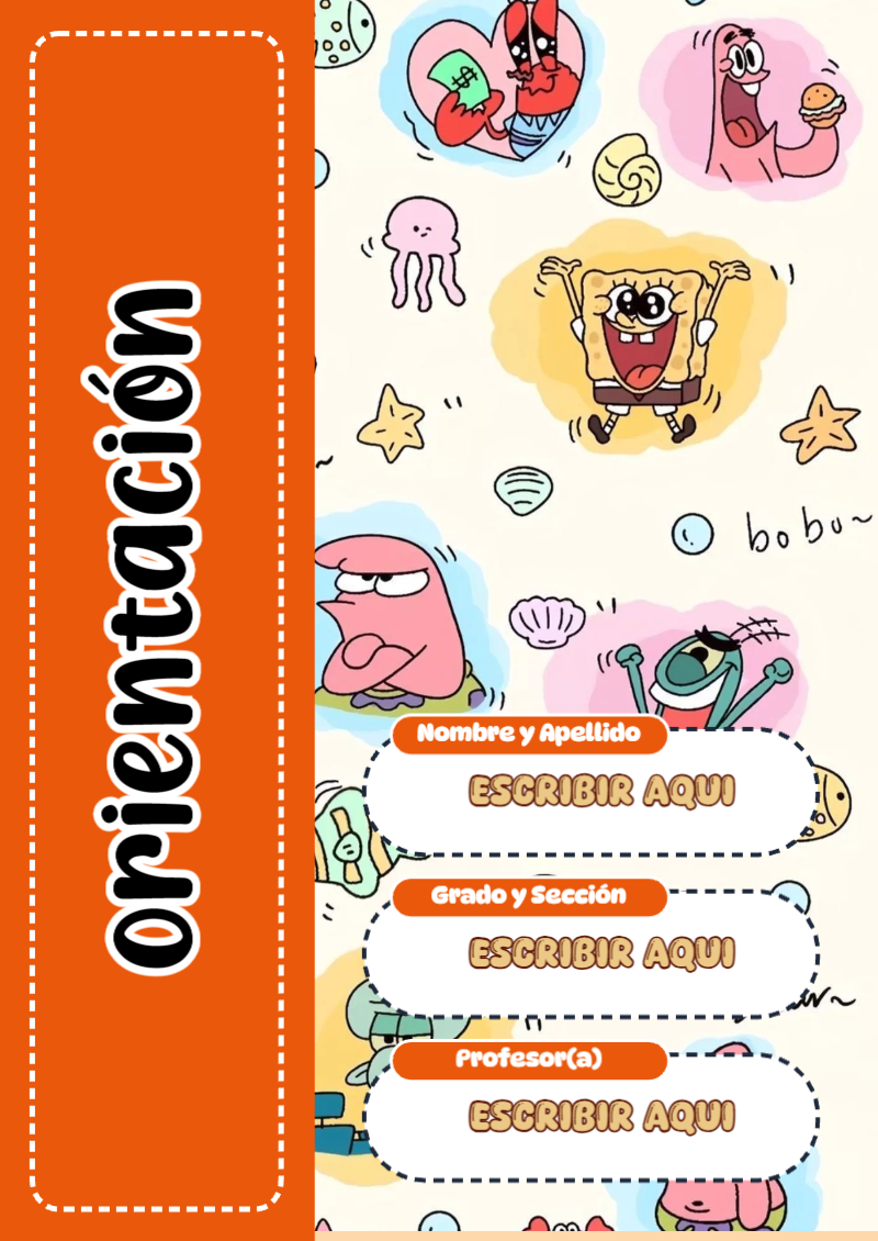 Portada de Bob Esponja de Orientación Editable para Imprimir Gratis