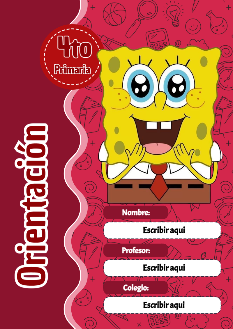Portada de Bob Esponja de Orientación para cuaderno bonita para imprimir - versión premium para imprimir