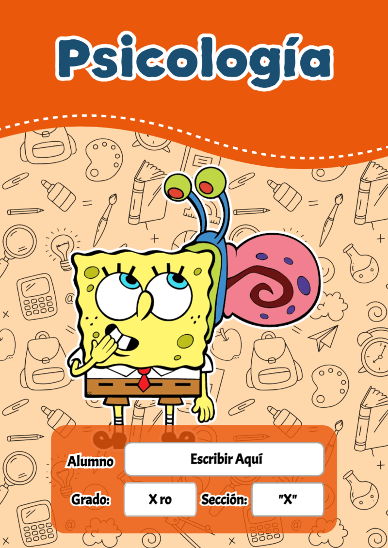 Portada de Bob Esponja de Psicología Editable para Imprimir Gratis
