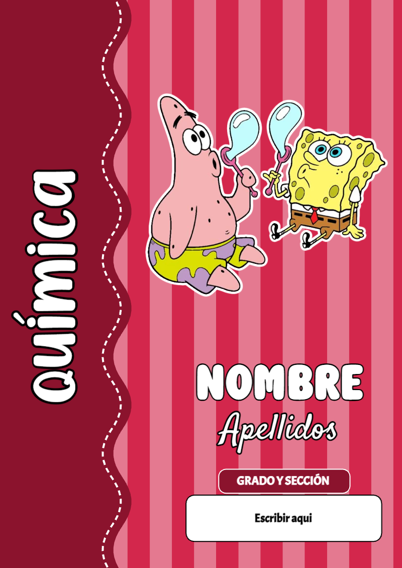 Portada de Bob Esponja de Química para cuaderno ideal para niños - ideal para cuadernos de espiral