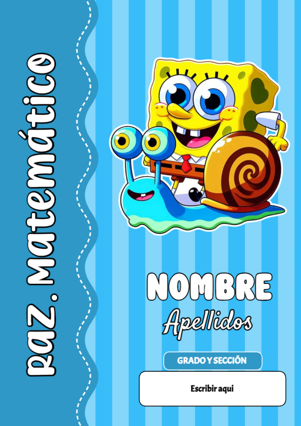Portada de Bob Esponja de Raz. Matemático para cuaderno ideal para niños - tendencia educativa 2026