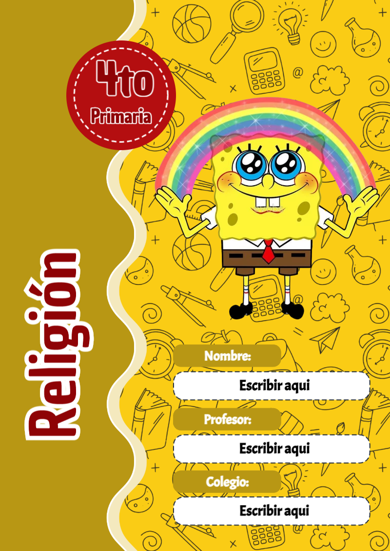Portada de Bob Esponja de Religión Editable para Imprimir Gratis