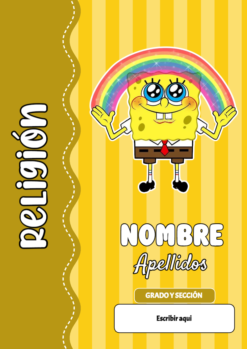 Portada de Bob Esponja de Religión para cuaderno fácil de imprimir - versión premium para imprimir