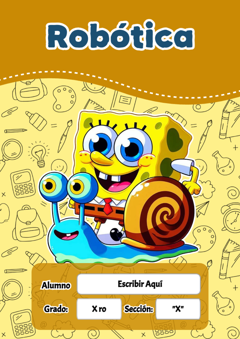 Portada de Bob Esponja de Robótica Editable para Imprimir Gratis
