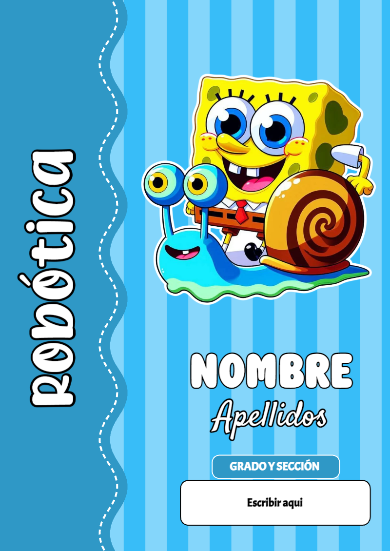 Portada de Bob Esponja de Robótica Editable para Imprimir Gratis