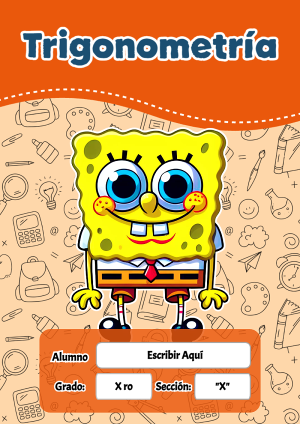 Portada de Bob Esponja de Trigonometría para cuaderno escolar creativa - perfecto para organizar tus apuntes