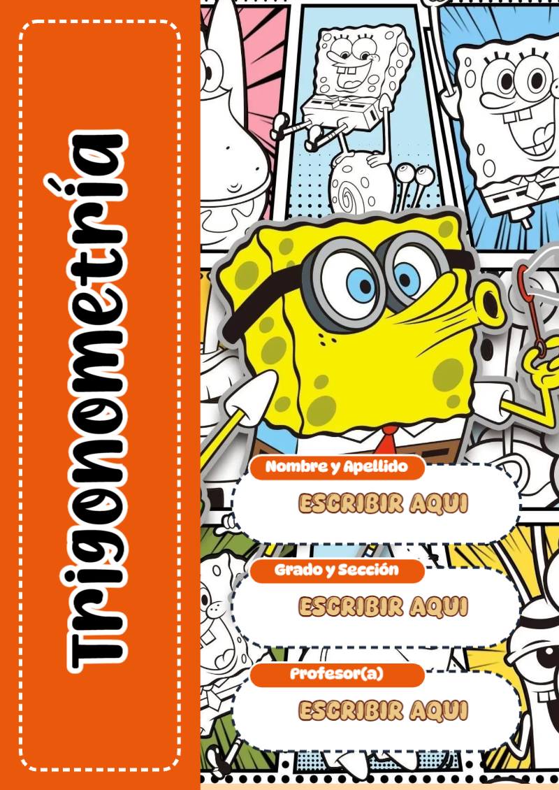 Portada de Bob Esponja de Trigonometría Editable para Imprimir Gratis