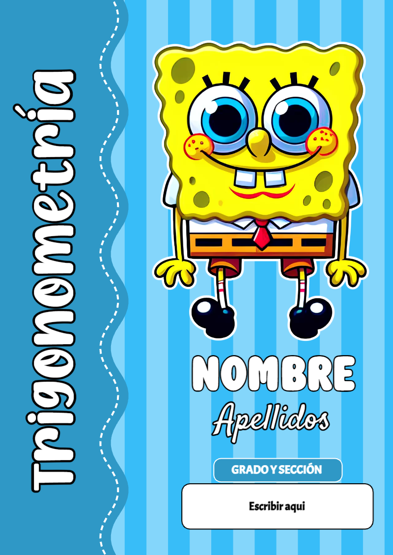 Portada de Bob Esponja de Trigonometría Editable para Imprimir Gratis
