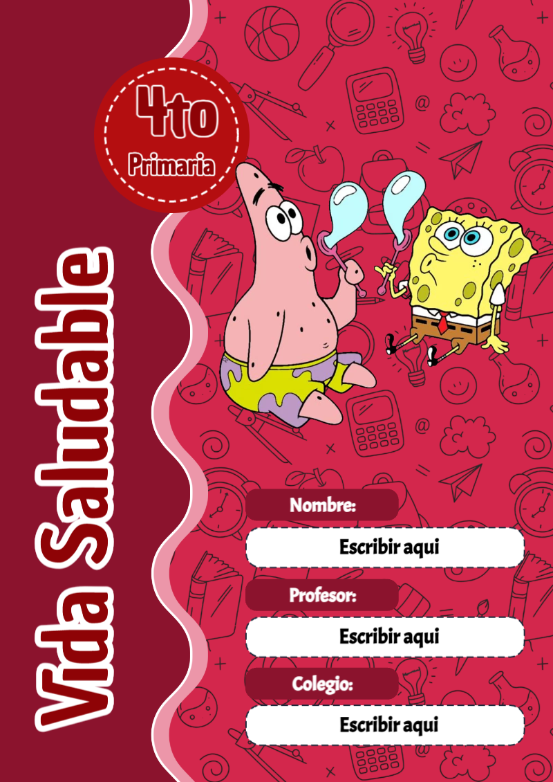 Portada de Bob Esponja de Vida Saludable para cuaderno llamativa y bonita - creación especial de Mini Canva