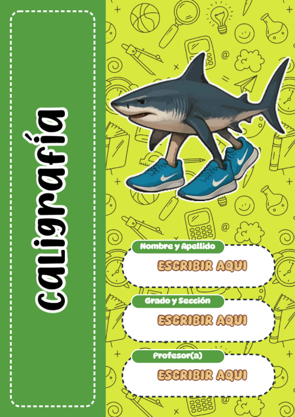 Portada de Brainrot de Caligrafía para cuaderno con estilo creativo - diseño escolar moderno