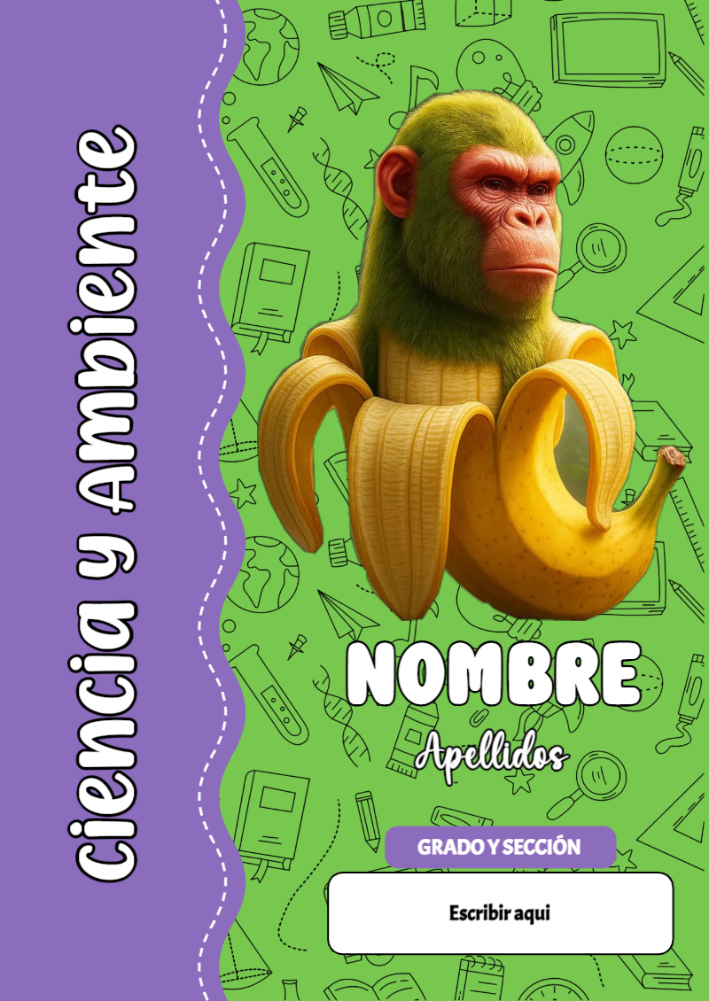 Portada de Brainrot de Ciencia y Ambiente para cuaderno en tamaño A4 - para personalizar tus materias