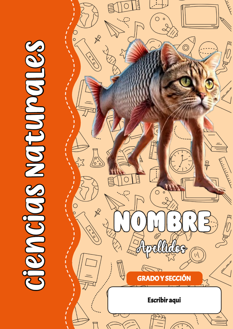 Portada de Brainrot de Ciencias Naturales para cuaderno para primaria - formato digital listo para usar