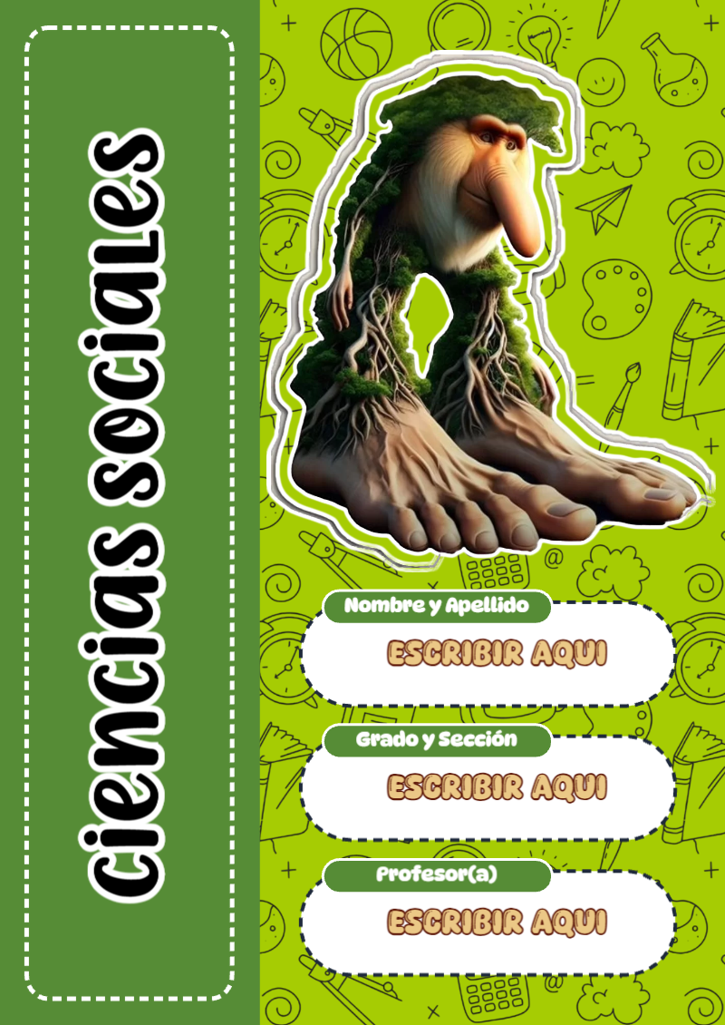 Portada de Brainrot de Ciencias Sociales para cuaderno con diseño bonito - creación especial de Mini Canva