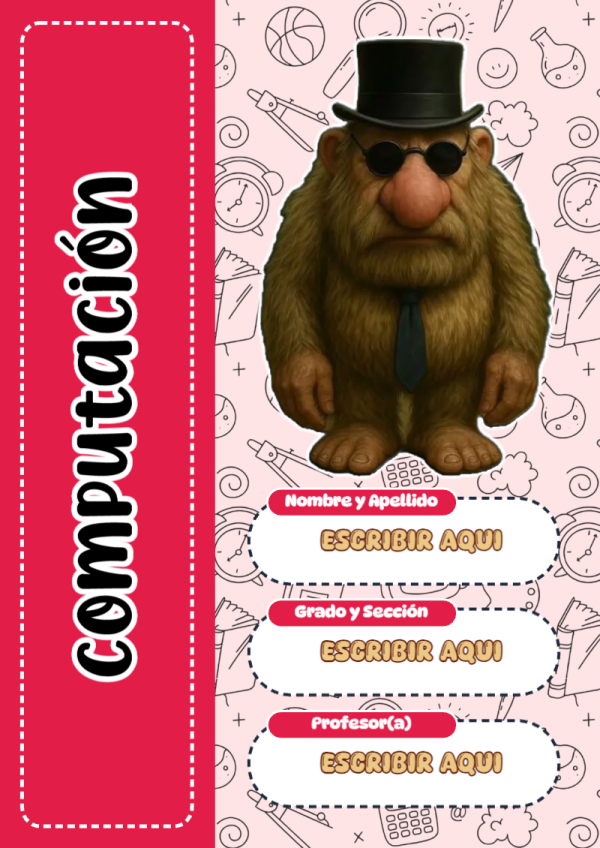 Portada de Brainrot de Computación para cuaderno para niños de primaria - con colores vivos y llamativos