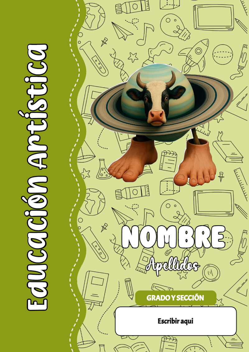 Portada de Brainrot de Educación Artística para cuaderno para niños de primaria - para todas las edades y grados