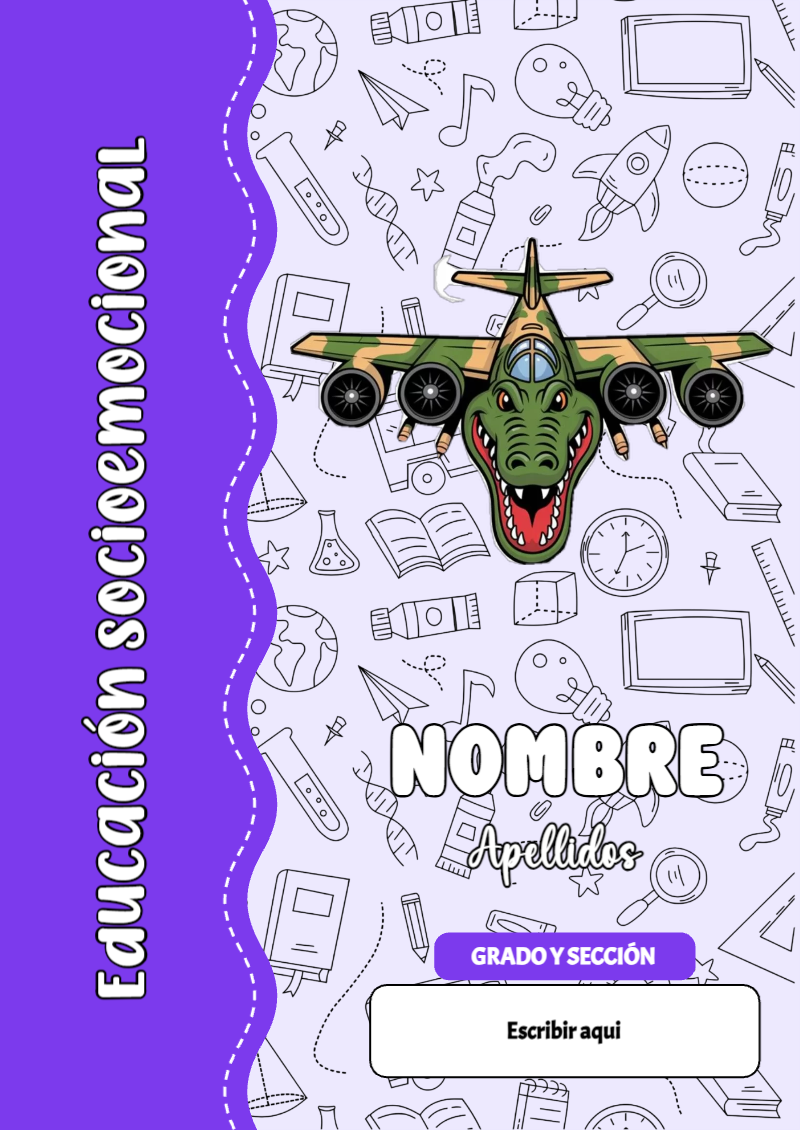 Portada de Brainrot de Educación Socioemocional para cuaderno para niños de primaria - creación especial de Mini Canva