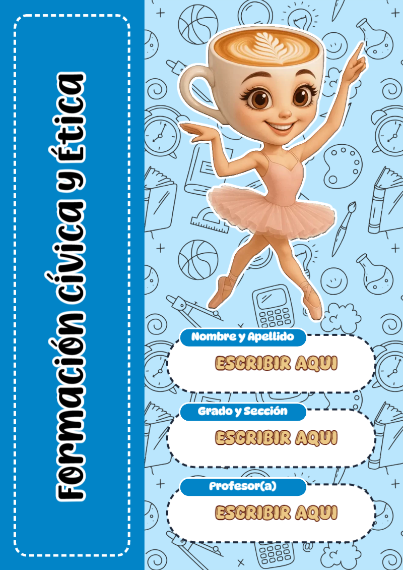 Portada de Brainrot de Formación Cívica y Ética para cuaderno escolar creativa - versión premium para imprimir