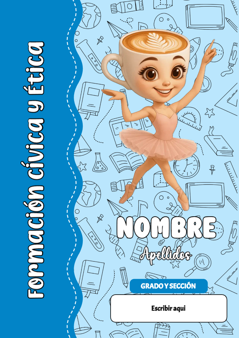 Portada de Brainrot de Formación Cívica y Ética para cuaderno llamativa y bonita - con colores vivos y llamativos