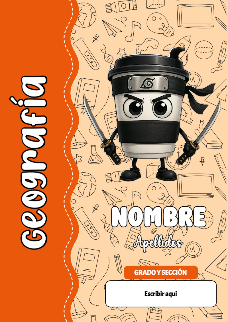 Portada de Brainrot de Geografía para cuaderno personalizada para imprimir - disponible para descarga gratuita